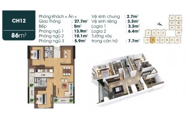 Bán căn hộ 3PN giá 2 tỷ 15 chung cư TSG Lotus Sài Đồng Long Biên, Hà Nội